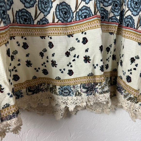 Altard State Popover Blouse Shirt Top Boho Floral Printed Tassel Tie Patchwork‎ - Picture 6 of 10